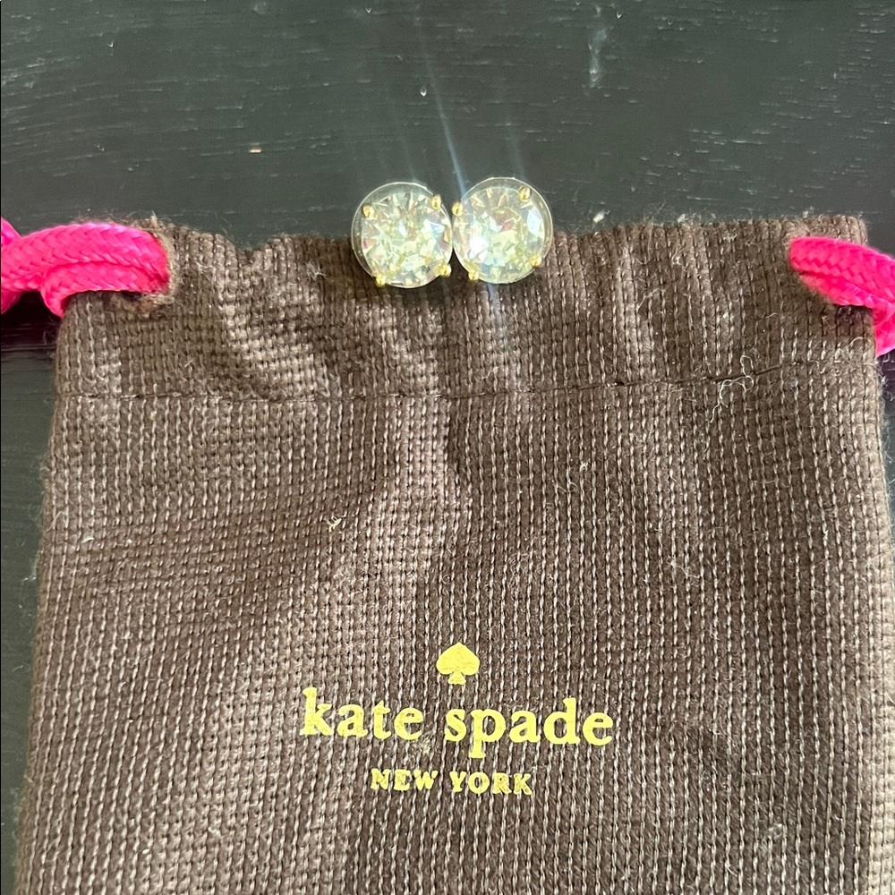 Kate Spade Gold and Clear Crystal Stud Earrings